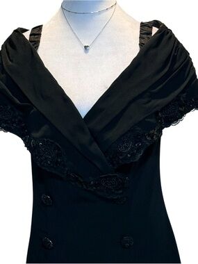 Vintage BB Collections Off-the-Shoulder LBD - Lace & Sequin Portrait Collar